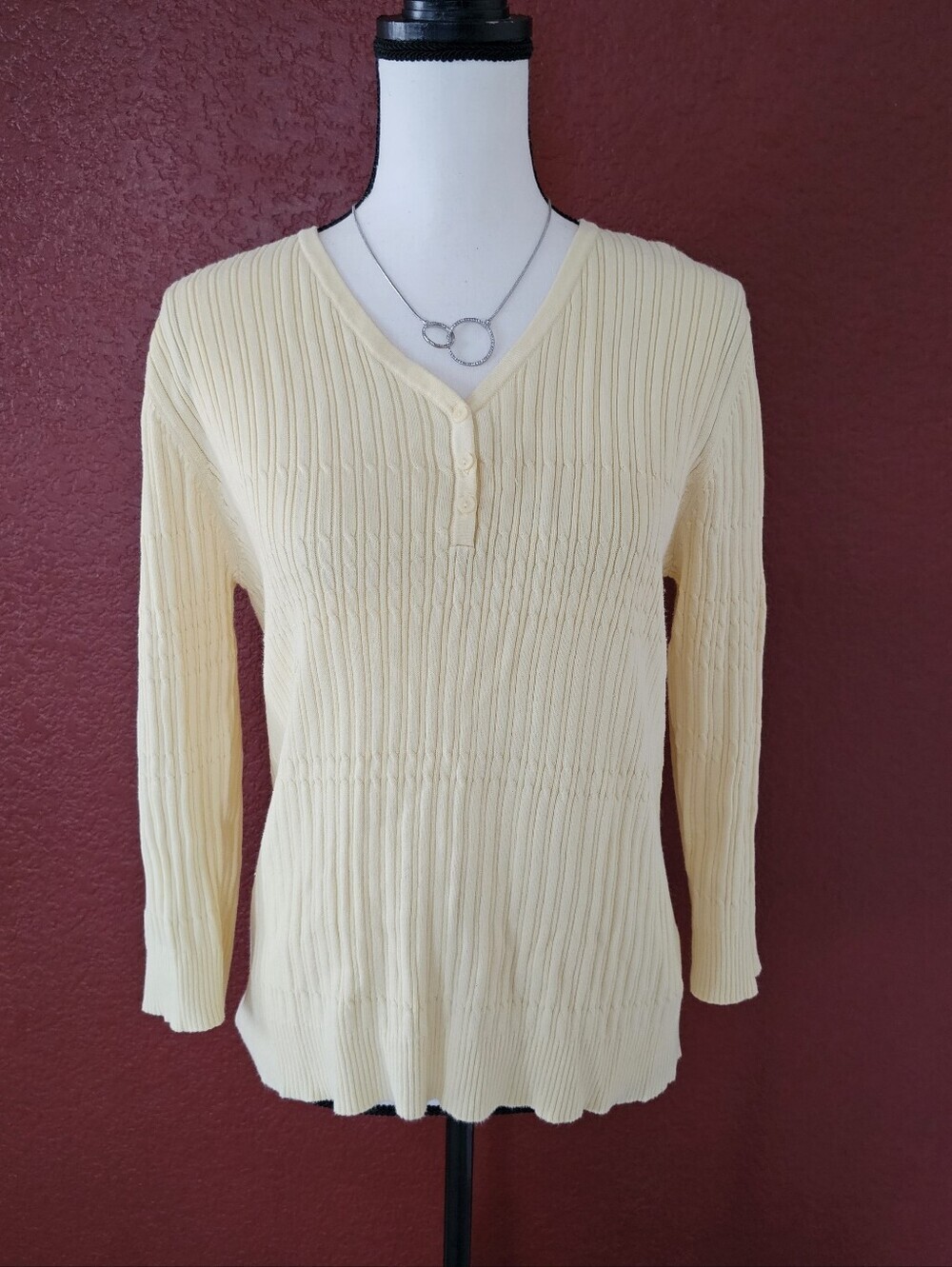 croft & barrow Cream Ribbed Scoop Neck Top - Picture 2 of 9